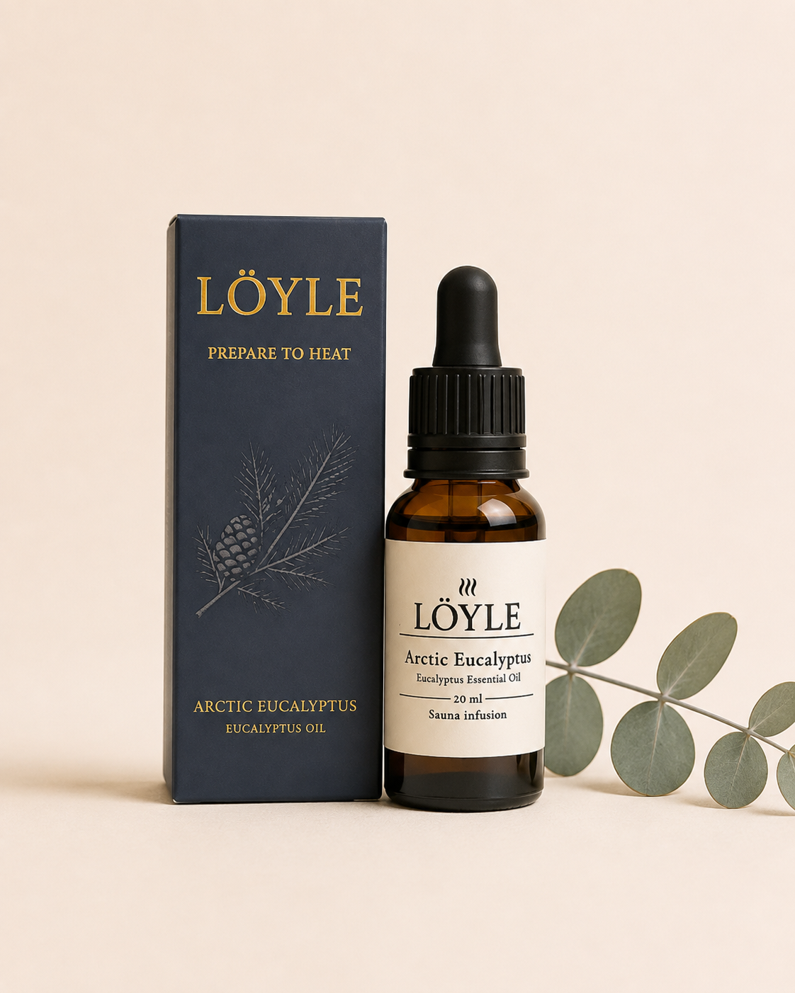 LÖYLE Arctic Eucalyptus æterisk eucalyptusolie til sauna med emballage