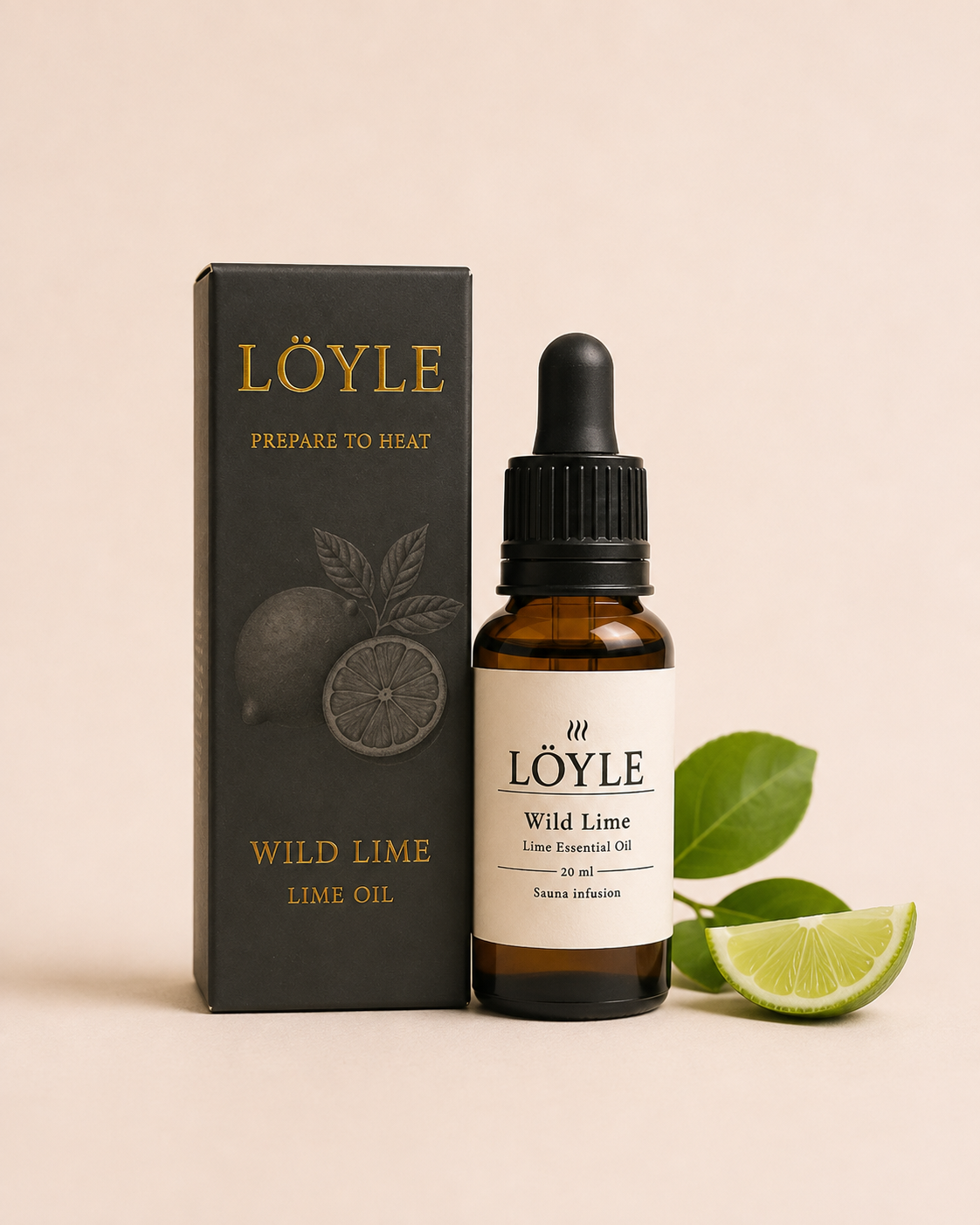 LÖYLE Wild Lime limeolie til sauna med emballage