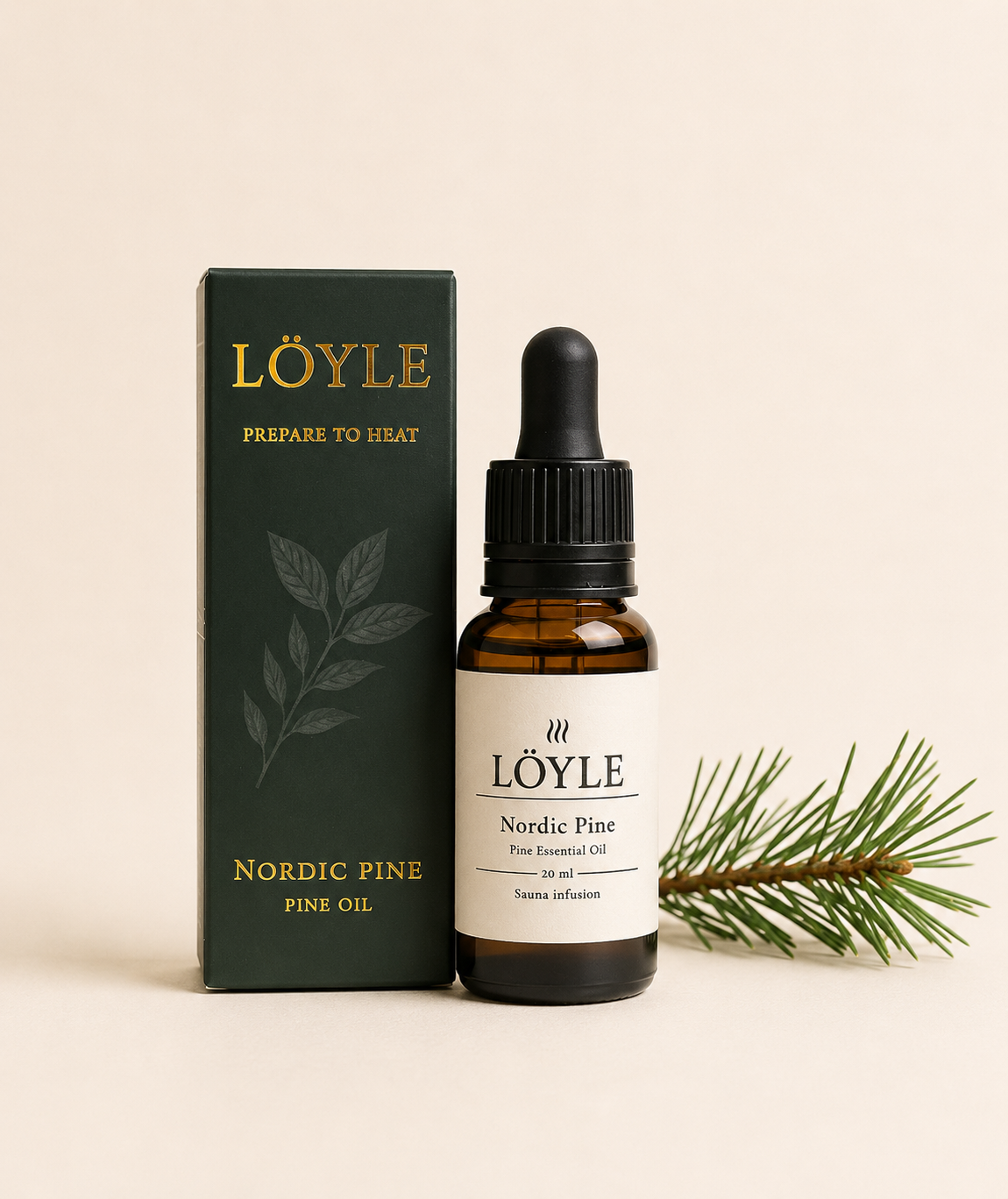 LÖYLE Nordic Pine fyrretræsolie til sauna med emballage